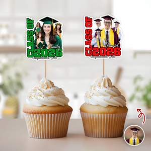 Custom Photo Class Of 2026 Graduation Cupcake Toppers