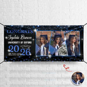 Personalized Congrats Graduation Class Of 2026 Banner Combo 3 Pieces, Senior Gift