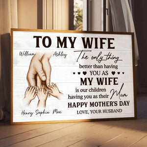 Family Holding Hands Personalized Poster - Mother's Day Gift For Wife