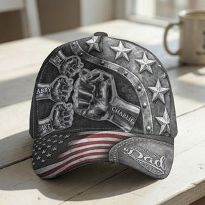 Father's Day Gifts, Best Dad Ever - Metal Style Print - Personalized Cap