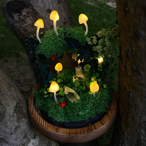 Cute Mushroom Wreath Lamp Crystal Handmade Night Light