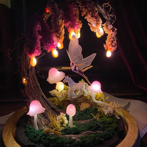 Pink Wisteria Fairy Mushroom Handmade Night Light