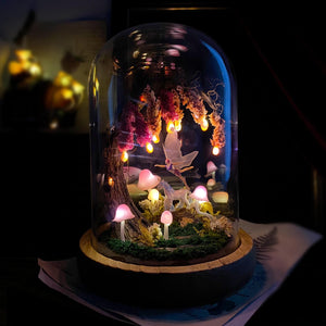 Pink Wisteria Fairy Mushroom Handmade Night Light