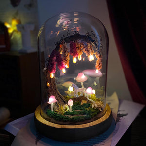 Pink Wisteria Fairy Mushroom Handmade Night Light