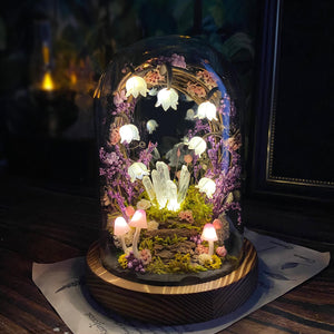 Glowing Crystals & Fairy, Lily of the Valley Mushroom Handmade Night Light