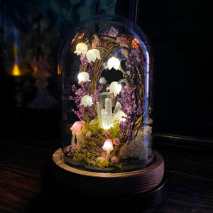 Glowing Crystals & Fairy, Lily of the Valley Mushroom Handmade Night Light