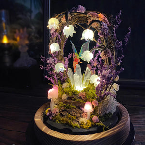 Glowing Crystals & Fairy, Lily of the Valley Mushroom Handmade Night Light