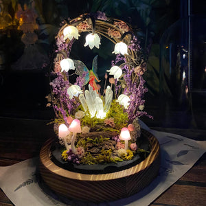 Glowing Crystals & Fairy, Lily of the Valley Mushroom Handmade Night Light