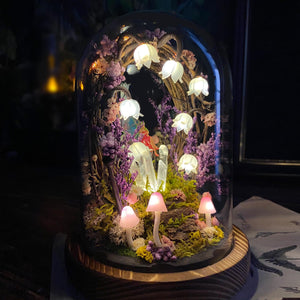 Glowing Crystals & Fairy, Lily of the Valley Mushroom Handmade Night Light