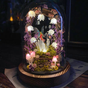 Glowing Crystals & Fairy, Lily of the Valley Mushroom Handmade Night Light