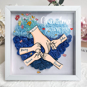 Grandma/Mom We Love You - Personalized Flower Shadow Box With Name
