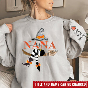 Personalized Grandma/Aunt/Mom Life Witch With Grandkids Halloween Sweatshirt