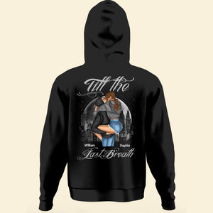 From The First Kiss Till The Last Breath-Personalized Matching Couple Back Printed Hoodies