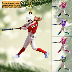 Custom Personalized Softball/Baseball Batter Christmas Ornament, Gift For Softball/baseball Lovers