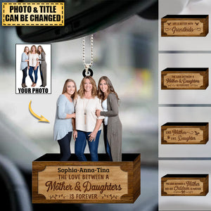 Mother & Daughters Forever Linked Together - Personalized Car Hanging Ornament - Upload Photo