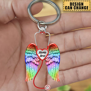 Personalized Nurse Angel Wings Keychain - Gift For Nurse