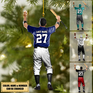 Personalized Baseball Player Acrylic Ornament For Baseball Player Baseball Mom Dad Grandma Family Xmas Gift For Son Grandson