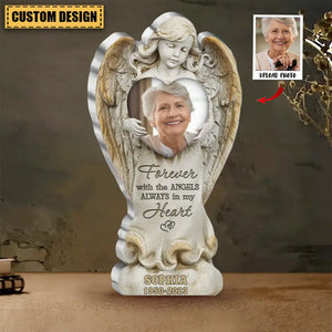 Forever With The Angels Always In My Heart - Upload Photo - Personalized Memorial Acrylic Plaque - Memorial Gift Idea