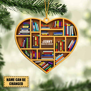 Heart Shaped Book Shelf Ornament - Custom Name And Number