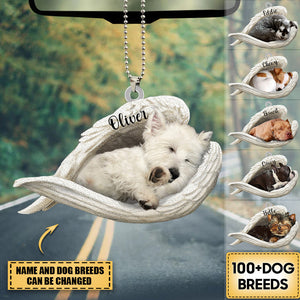 Personalized Acrylic Dog Sleeping Angel Hanging Ornament- Double Sides Printed