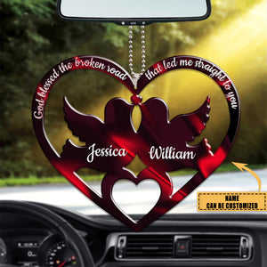 Dove Couple Heart God Blessed Personalized Ornament