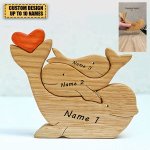 Wooden whales family puzzle - Gift For Family