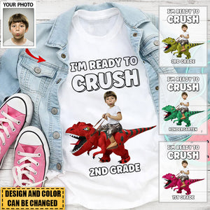 Personalized Cute Kid Rides The Dinosaurus T-shirt-Gift For Kids