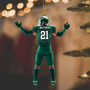 Personalized American Football Player Acrylic Christmas Ornament