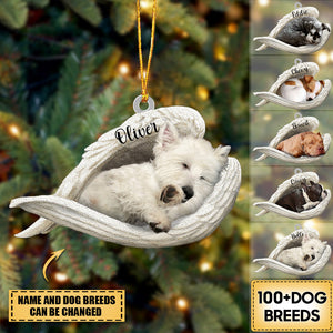 Personalized Acrylic Dog Sleeping Angel Hanging Ornament- Double Sides Printed