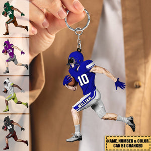 New Release-Personalized American Football Player Acrylic Keychain - Gift For Football Player Football Lovers