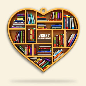 Heart Shaped Book Shelf Ornament - Custom Name And Number
