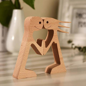 The Love Between You And Your Fur-Friend - Gift For Pet Lovers - Wooden Pet Carvings, Wood Sculpture Table Ornaments, Carved Wood Decor
