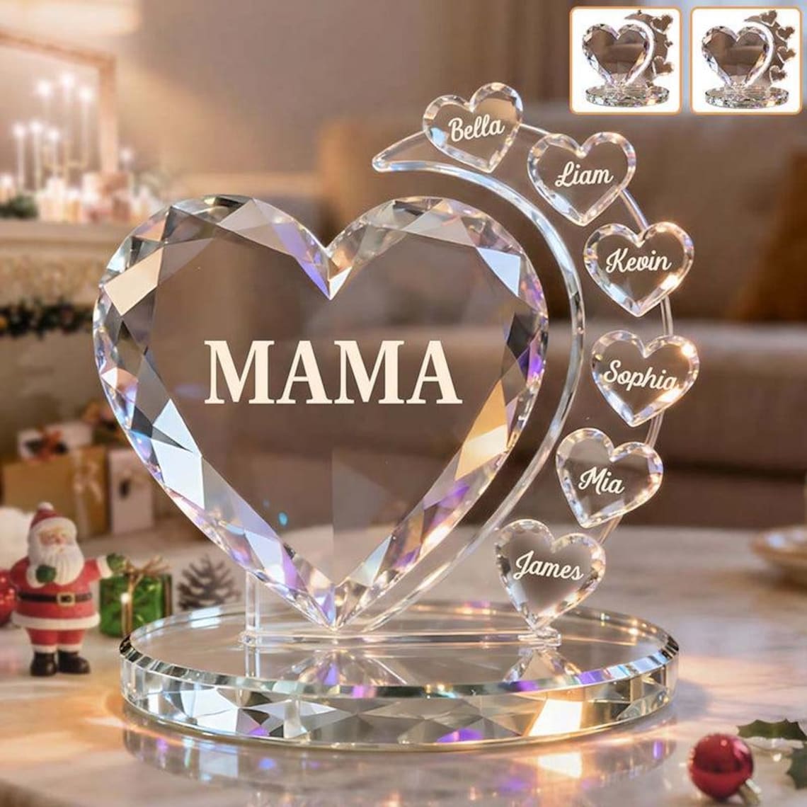Best Mom/Nana Ever - Personalized Heart-Shaped Crystal Acrylic Plaque