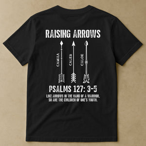 Raising Arrows Christian Father's Day Gift For Dad, Husband With Kids' Names - Personalized Shirt