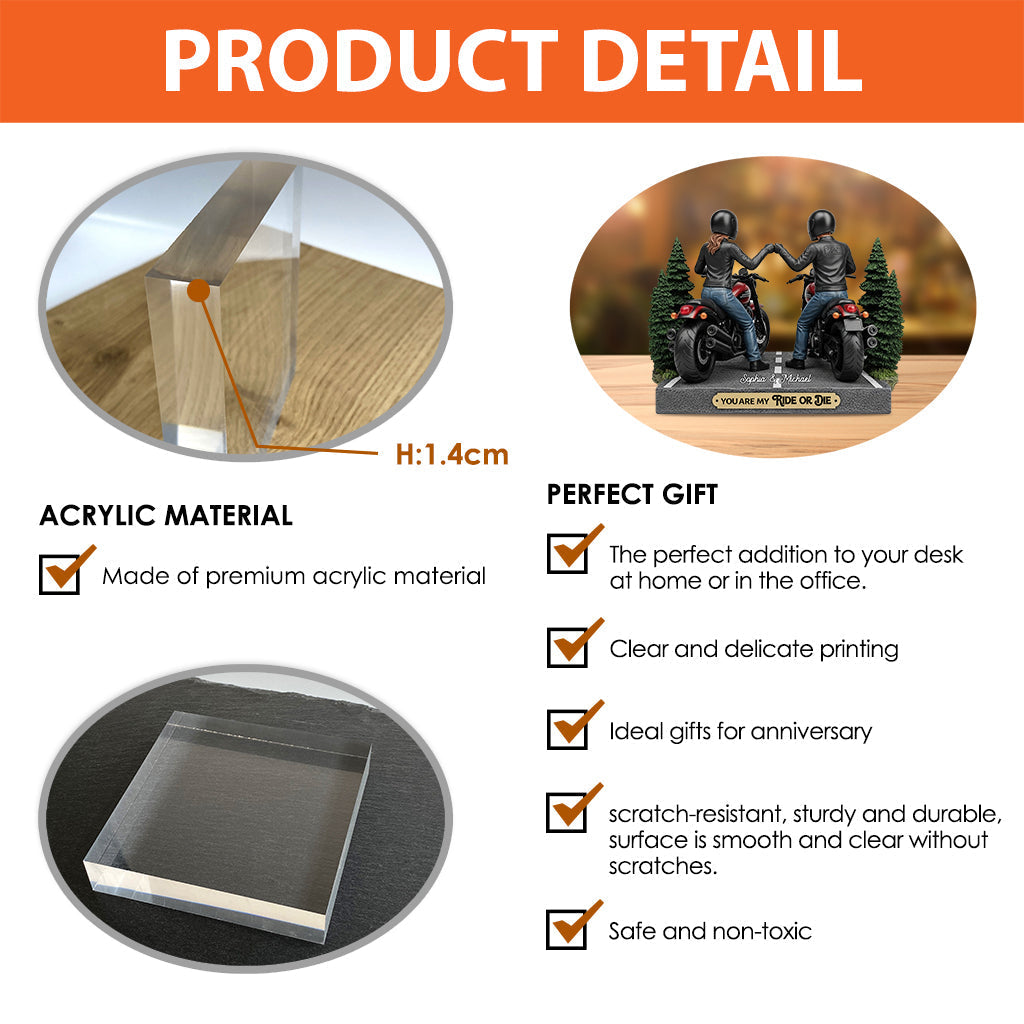 You Are My Ride Or Die - Personalized Biker Shaped Acrylic Plaque