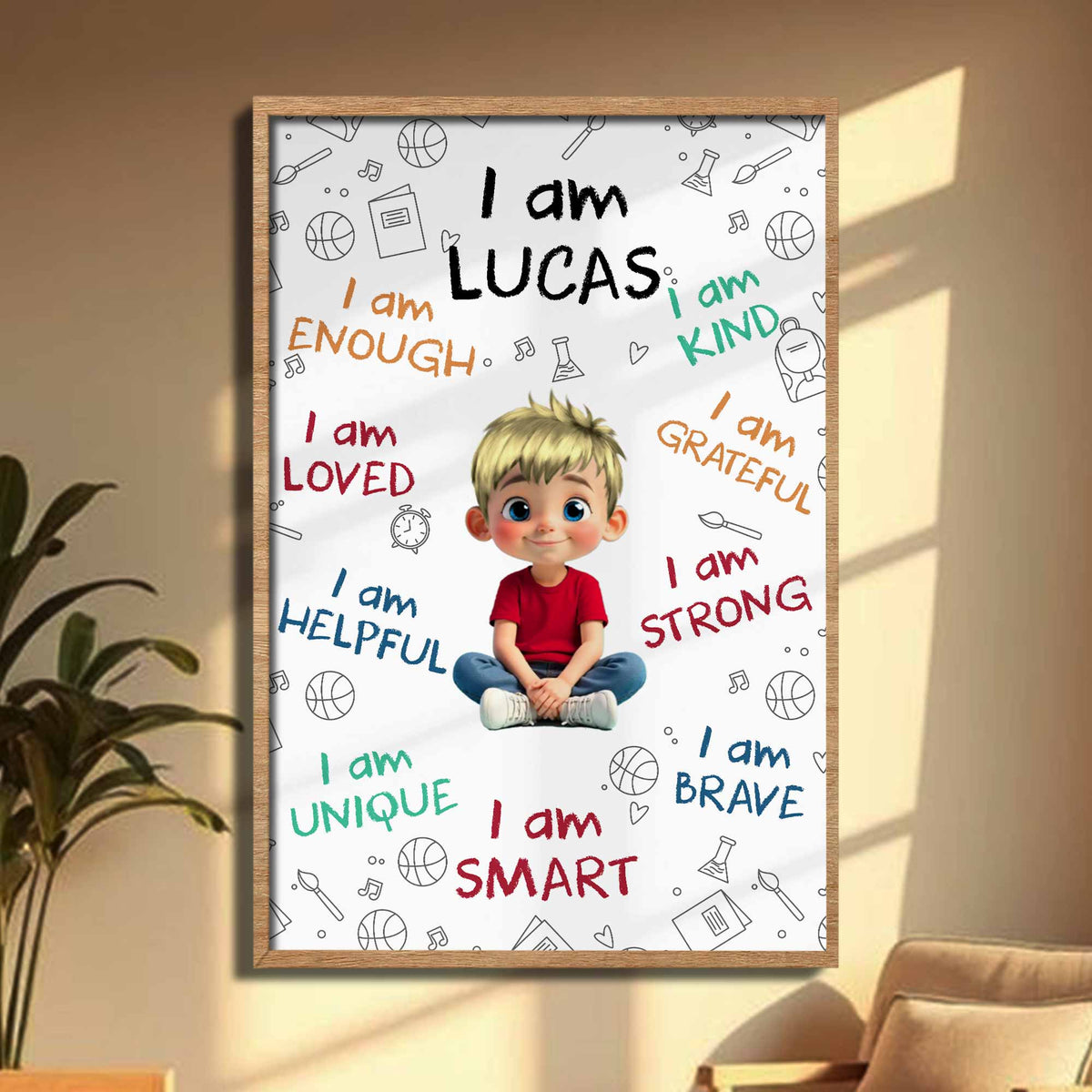 I Am Enough, Loved, Helpful, Unique, Smart,Vertical Poster,Gift For Kids