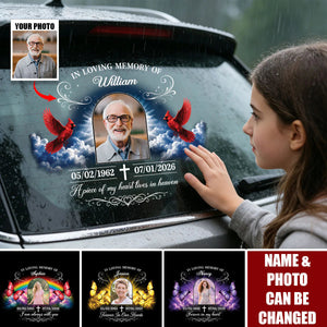 Forever in Our Hearts Personalized Memorial Car Decal - Custom Photo In Loving Memory Window Sticker for Family