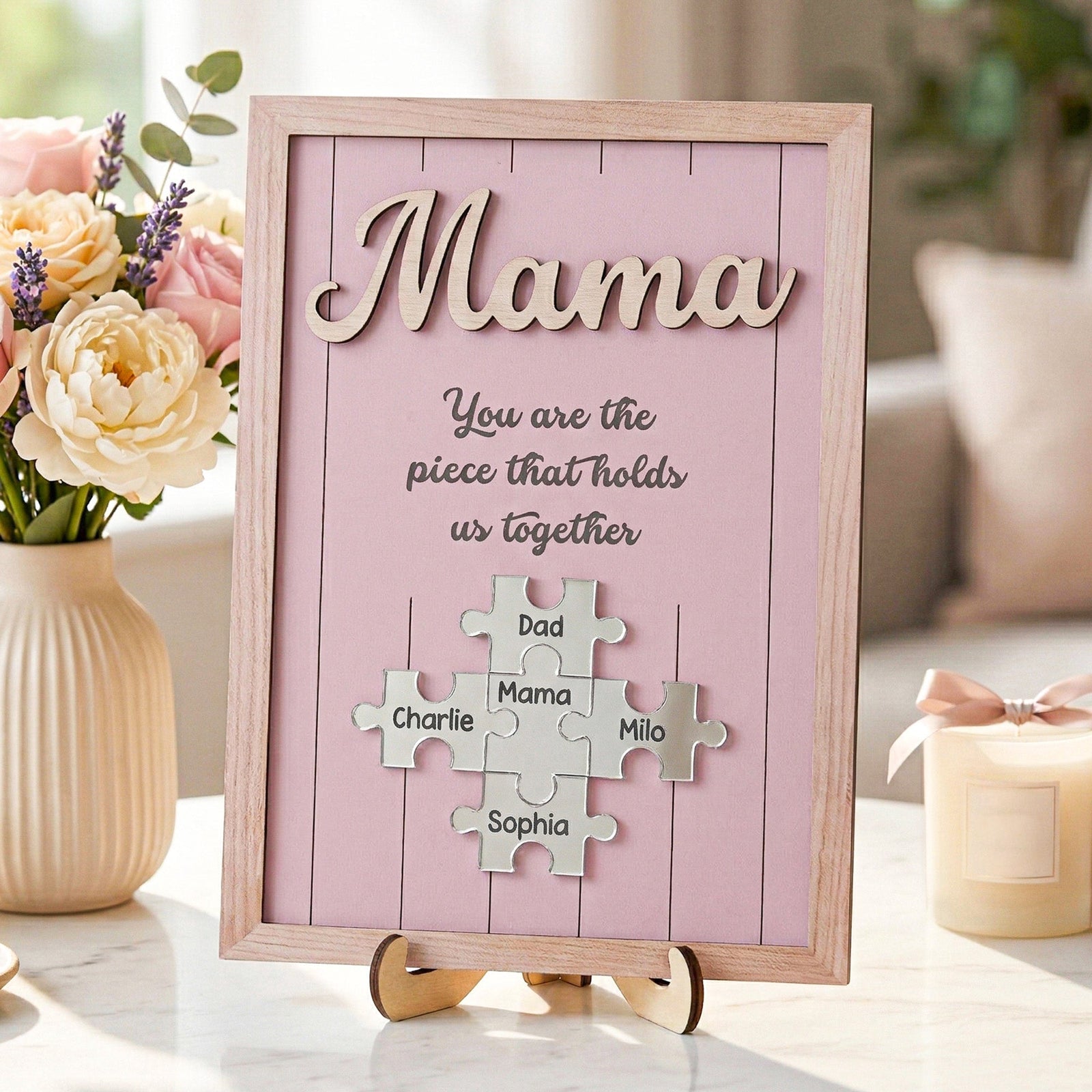 You‘re The Piece That Holds Us Together-Personalized Wooden Plaque-Mother's day gift