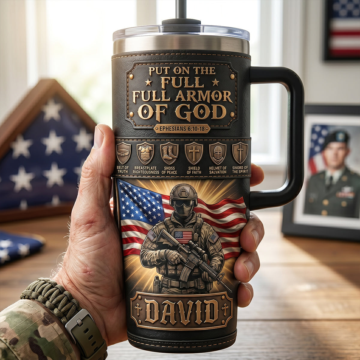 USA Armor Of God Tumbler - Personalized Gifts For Patriots