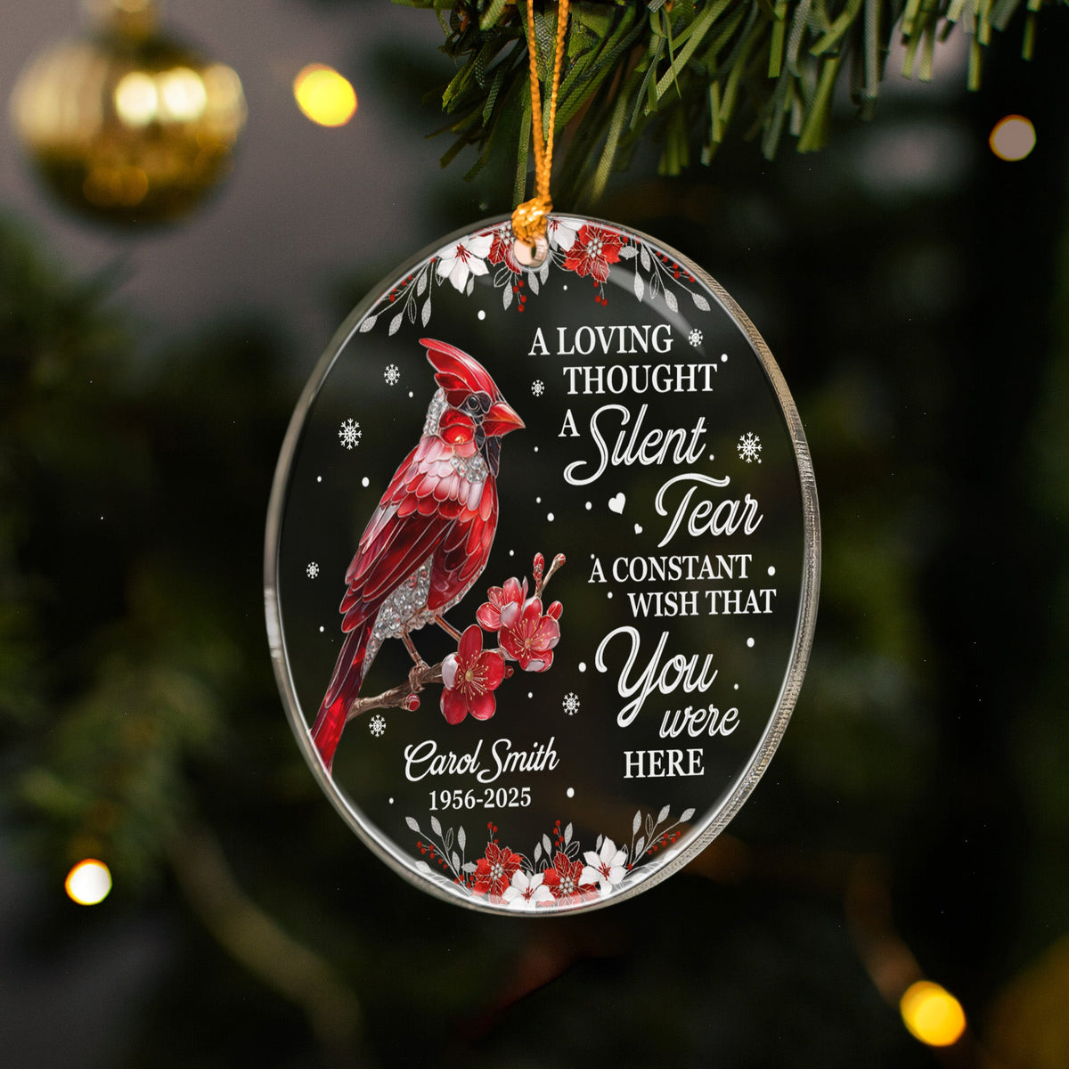 A Silent Tear Cardinal, Hummingbird, Dragonfly, Butterfly Memorial - Personalized Ornament