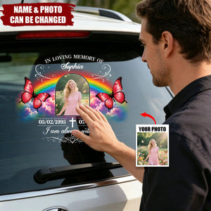 Forever in Our Hearts Personalized Memorial Car Decal - Custom Photo In Loving Memory Window Sticker for Family
