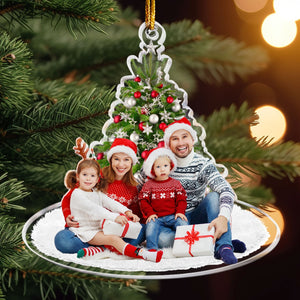 Under Christmas Tree Family Upload Photo 2023 - Personalized Acrylic Photo Ornament