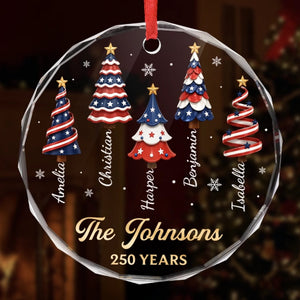 Custom Circle Glass Ornament - Personalized America 250th Anniversary Christmas Gifts For Mom, Dad, Brother, Sister - Making Patriotic Memories