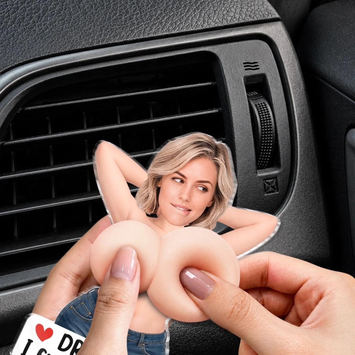 Custom Photo Squishy Acrylic Car Vent Clip - Personalized Anniversary Wedding Gifts For Husband And Wife, Him And Her - Drive Safe, Stud Muffin