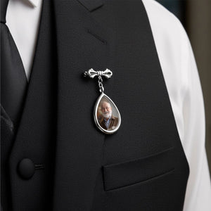 Custom Photo Teardrop Pin - Personalized Memorial Sympathy Gifts For Grooms - Carried In My Heart Always