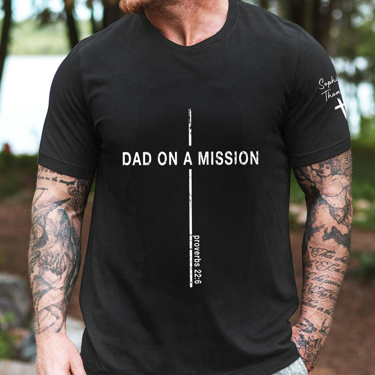 Dad On A Mission Proverbs 22:6 - Personalized Shirt - Father's Day Gift