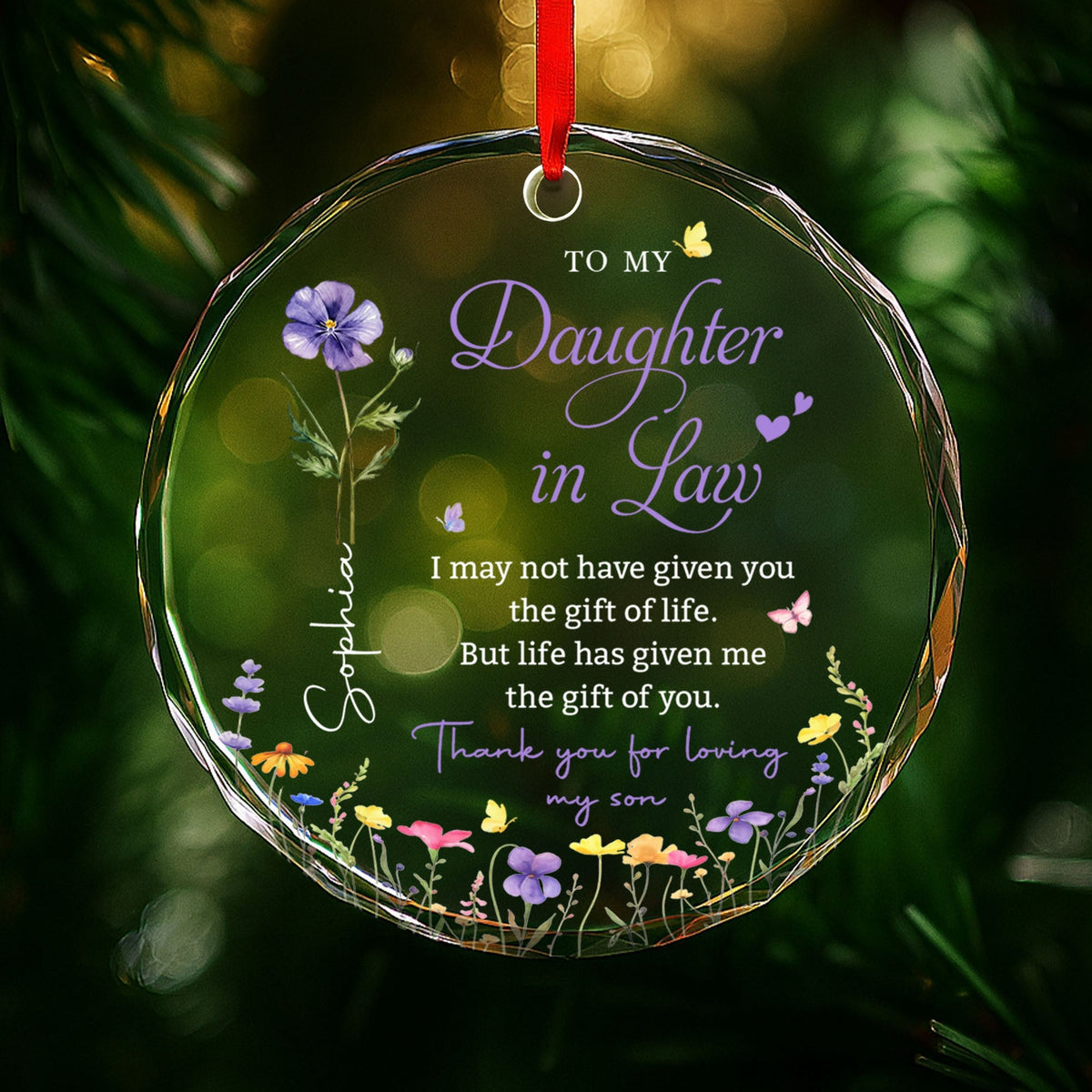 To My Daughter In Law - Personalized  Glass Ornament - Gift For Daughter In Law