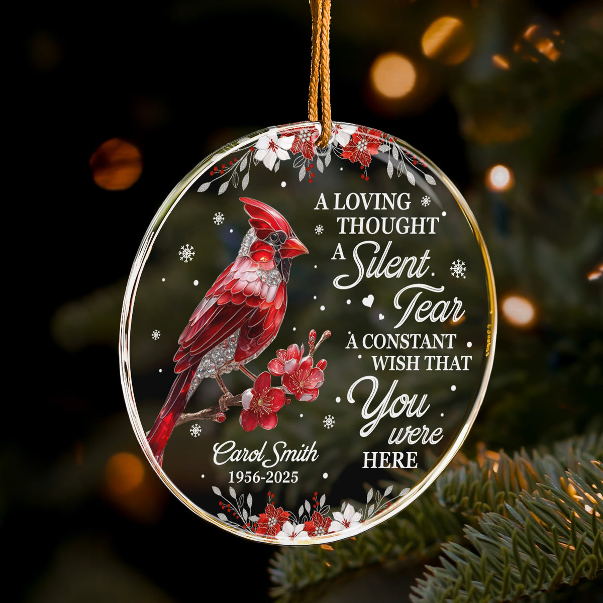 A Silent Tear Cardinal, Hummingbird, Dragonfly, Butterfly Memorial - Personalized Ornament