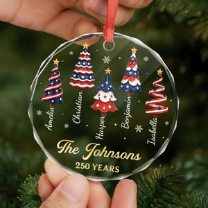 Custom Circle Glass Ornament - Personalized America 250th Anniversary Christmas Gifts For Mom, Dad, Brother, Sister - Making Patriotic Memories