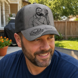 Custom Photo Sketch Line Art Dad - Personalized Classic Cap - Father's Day Gift For Dad, Daddy, Papa, Grandpa